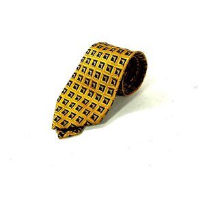 Ermenegildo Zegna Mens NeckTie Navy/Gold Geometric Silk Woven mens tie 0174